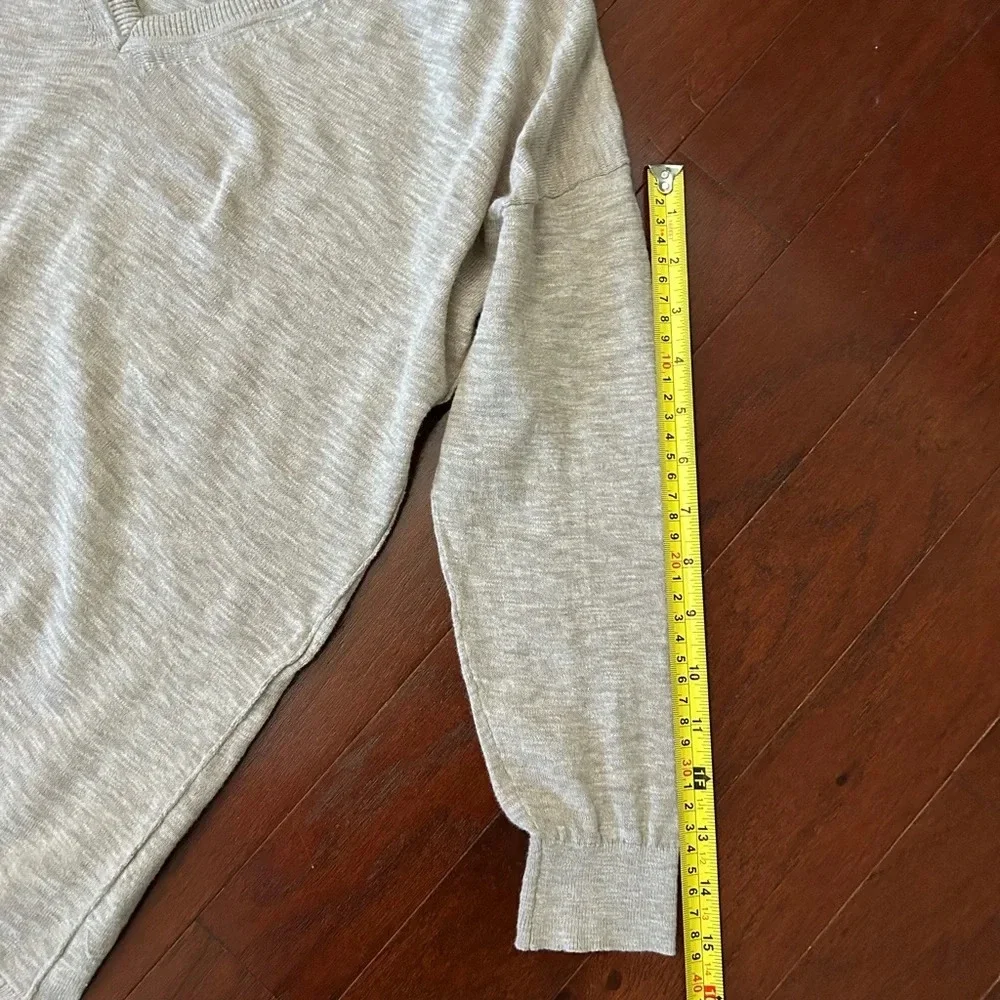 j crew 100% cotton vneck sweater size S 3/4 sleeve beige color excellent cond